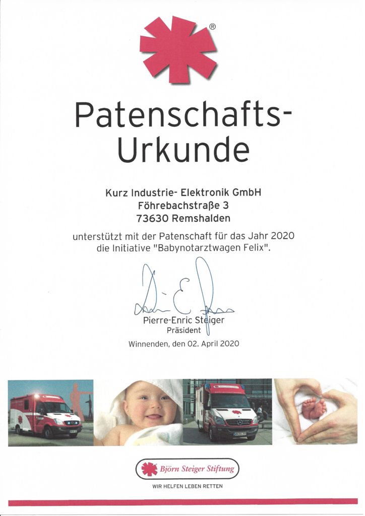 Kie Ist Pate Der Bjorn Steiger Stiftung Babynotarztwagen Felix Kurz Industrie Elektronik